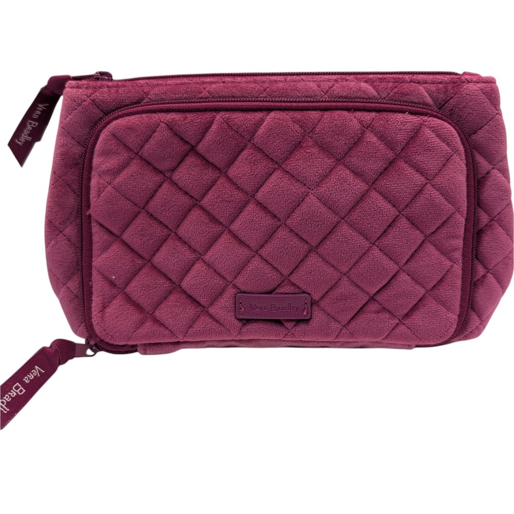 Vintage Vera Bradley Quilted Makeup Bag Majestic Magenta Cosmetic Organizer